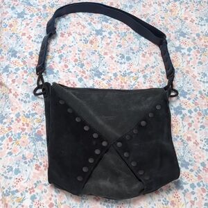 Hammitt Dark Navy and Gray Suede Leather Shoulder Bag